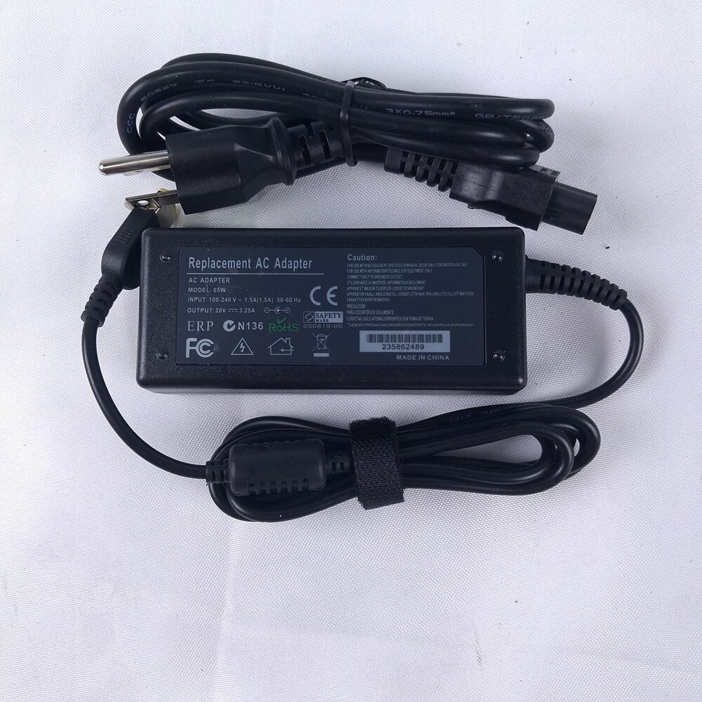 FCC 65W 20V 3.25A Laptop Charger AC Adapter USB Square Tip for Lenovo